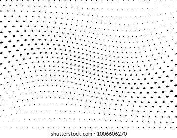 Abstract halftone wave dotted background. Futuristic twisted grunge pattern, dot, circles.  Vector modern optical pop art texture for posters, business cards, cover, labels mock-up, stickers layout