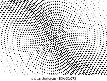 Abstract halftone wave dotted background. Futuristic twisted grunge pattern, dot, circles.  Vector modern optical pop art texture for posters, business cards, cover, labels mock-up, stickers layout