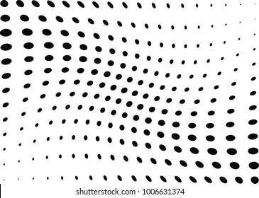 Abstract halftone wave dotted background. Futuristic twisted grunge pattern, dot, circles.  Vector modern optical pop art texture for posters, business cards, cover, labels mock-up, stickers layout