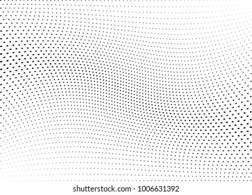 Abstract halftone wave dotted background. Futuristic twisted grunge pattern, dot, circles.  Vector modern optical pop art texture for posters, business cards, cover, labels mock-up, stickers layout