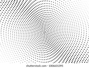 Abstract halftone wave dotted background. Futuristic twisted grunge pattern, dot, circles.  Vector modern optical pop art texture for posters, business cards, cover, labels mock-up, stickers layout