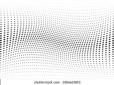 Abstract halftone wave dotted background. Futuristic twisted grunge pattern, dot, circles.  Vector modern optical pop art texture for posters, business cards, cover, labels mock-up, stickers layout