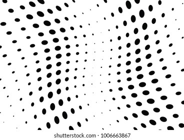 Abstract halftone wave dotted background. Futuristic twisted grunge pattern, dot, circles.  Vector modern optical pop art texture for posters, business cards, cover, labels mock-up, stickers layout