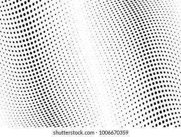 Abstract halftone wave dotted background. Futuristic twisted grunge pattern, dot, circles.  Vector modern optical pop art texture for posters, business cards, cover, labels mock-up, stickers layout
