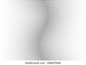 Abstract halftone wave dotted background. Futuristic twisted grunge pattern, dot, circles.  Vector modern optical pop art texture for posters, business cards, cover, labels mock-up, stickers layout