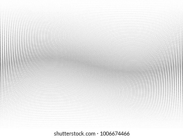 Abstract halftone wave dotted background. Futuristic twisted grunge pattern, dot, circles.  Vector modern optical pop art texture for posters, business cards, cover, labels mock-up, stickers layout