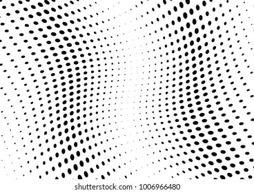 Abstract halftone wave dotted background. Futuristic twisted grunge pattern, dot, circles.  Vector modern optical pop art texture for posters, business cards, cover, labels mock-up, stickers layout