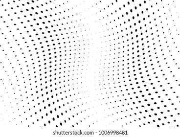 Abstract halftone wave dotted background. Futuristic twisted grunge pattern, dot, circles.  Vector modern optical pop art texture for posters, business cards, cover, labels mock-up, stickers layout