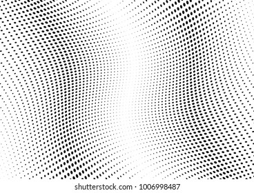Abstract halftone wave dotted background. Futuristic twisted grunge pattern, dot, circles.  Vector modern optical pop art texture for posters, business cards, cover, labels mock-up, stickers layout