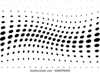 Abstract halftone wave dotted background. Futuristic twisted grunge pattern, dot, circles.  Vector modern optical pop art texture for posters, business cards, cover, labels mock-up, stickers layout