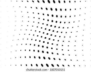 Abstract halftone wave dotted background. Futuristic twisted grunge pattern, dot, circles.  Vector modern optical pop art texture for posters, business cards, cover, labels mock-up, stickers layout