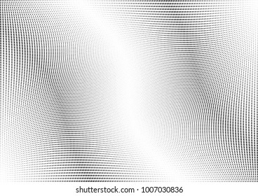 Abstract halftone wave dotted background. Futuristic twisted grunge pattern, dot, circles.  Vector modern optical pop art texture for posters, business cards, cover, labels mock-up, stickers layout