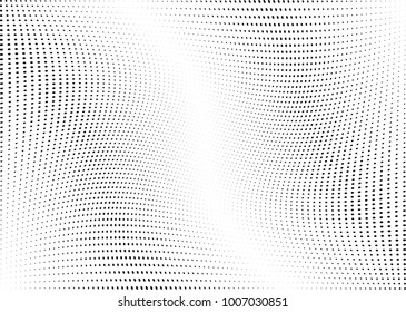 Abstract halftone wave dotted background. Futuristic twisted grunge pattern, dot, circles.  Vector modern optical pop art texture for posters, business cards, cover, labels mock-up, stickers layout
