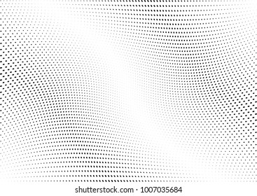 Abstract halftone wave dotted background. Futuristic twisted grunge pattern, dot, circles.  Vector modern optical pop art texture for posters, business cards, cover, labels mock-up, stickers layout
