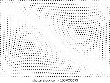 Abstract halftone wave dotted background. Futuristic twisted grunge pattern, dot, circles.  Vector modern optical pop art texture for posters, business cards, cover, labels mock-up, stickers layout