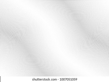 Abstract halftone wave dotted background. Futuristic twisted grunge pattern, dot, circles.  Vector modern optical pop art texture for posters, business cards, cover, labels mock-up, stickers layout