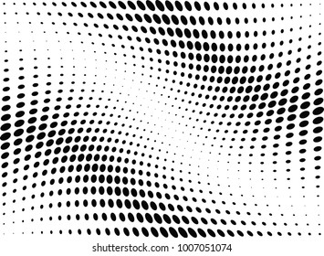 Abstract halftone wave dotted background. Futuristic twisted grunge pattern, dot, circles.  Vector modern optical pop art texture for posters, business cards, cover, labels mock-up, stickers layout