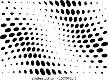Abstract halftone wave dotted background. Futuristic twisted grunge pattern, dot, circles.  Vector modern optical pop art texture for posters, business cards, cover, labels mock-up, stickers layout