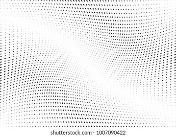 Abstract halftone wave dotted background. Futuristic twisted grunge pattern, dot, circles.  Vector modern optical pop art texture for posters, business cards, cover, labels mock-up, stickers layout