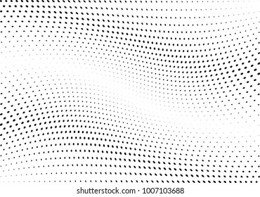 Abstract halftone wave dotted background. Futuristic twisted grunge pattern, dot, circles.  Vector modern optical pop art texture for posters, business cards, cover, labels mock-up, stickers layout