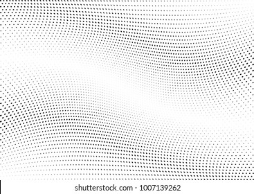 Abstract halftone wave dotted background. Futuristic twisted grunge pattern, dot, circles.  Vector modern optical pop art texture for posters, business cards, cover, labels mock-up, stickers layout