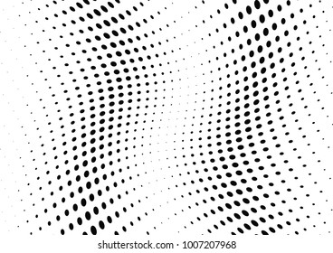 Abstract halftone wave dotted background. Futuristic twisted grunge pattern, dot, circles.  Vector modern optical pop art texture for posters, business cards, cover, labels mock-up, stickers layout