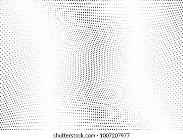 Abstract halftone wave dotted background. Futuristic twisted grunge pattern, dot, circles.  Vector modern optical pop art texture for posters, business cards, cover, labels mock-up, stickers layout
