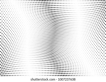 Abstract halftone wave dotted background. Futuristic twisted grunge pattern, dot, circles.  Vector modern optical pop art texture for posters, business cards, cover, labels mock-up, stickers layout