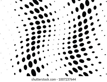 Abstract halftone wave dotted background. Futuristic twisted grunge pattern, dot, circles.  Vector modern optical pop art texture for posters, business cards, cover, labels mock-up, stickers layout