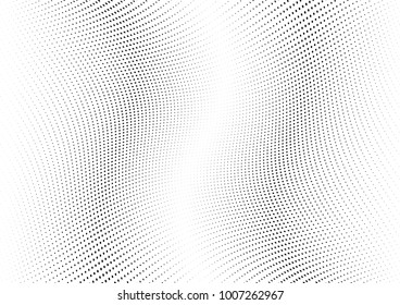 Abstract halftone wave dotted background. Futuristic twisted grunge pattern, dot, circles.  Vector modern optical pop art texture for posters, business cards, cover, labels mock-up, stickers layout