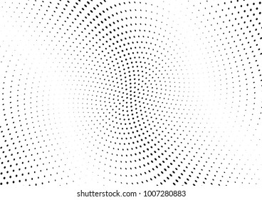 Abstract halftone wave dotted background. Futuristic twisted grunge pattern, dot, circles.  Vector modern optical pop art texture for posters, business cards, cover, labels mock-up, stickers layout