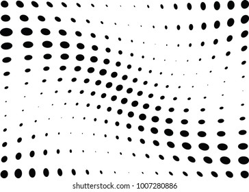 Abstract halftone wave dotted background. Futuristic twisted grunge pattern, dot, circles.  Vector modern optical pop art texture for posters, business cards, cover, labels mock-up, stickers layout