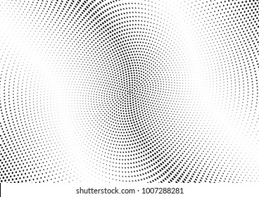 Abstract halftone wave dotted background. Futuristic twisted grunge pattern, dot, circles.  Vector modern optical pop art texture for posters, business cards, cover, labels mock-up, stickers layout