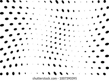 Abstract halftone wave dotted background. Futuristic twisted grunge pattern, dot, circles.  Vector modern optical pop art texture for posters, business cards, cover, labels mock-up, stickers layout