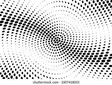 Abstract halftone wave dotted background. Futuristic twisted grunge pattern, dot, circles.  Vector modern optical pop art texture for posters, business cards, cover, labels mock-up, stickers layout