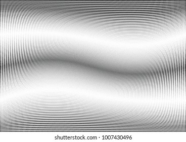 Abstract halftone wave dotted background. Futuristic twisted grunge pattern, dot, circles.  Vector modern optical pop art texture for posters, business cards, cover, labels mock-up, stickers layout