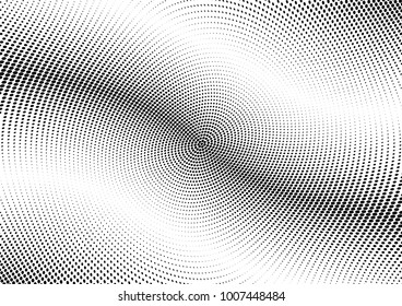 Abstract halftone wave dotted background. Futuristic twisted grunge pattern, dot, circles.  Vector modern optical pop art texture for posters, business cards, cover, labels mock-up, stickers layout