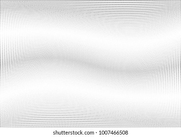 Abstract halftone wave dotted background. Futuristic twisted grunge pattern, dot, circles.  Vector modern optical pop art texture for posters, business cards, cover, labels mock-up, stickers layout