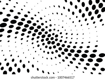 Abstract halftone wave dotted background. Futuristic twisted grunge pattern, dot, circles.  Vector modern optical pop art texture for posters, business cards, cover, labels mock-up, stickers layout