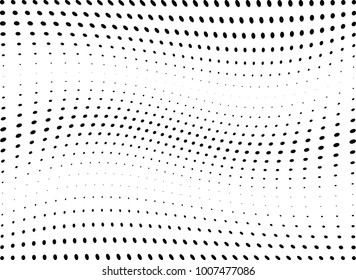 Abstract halftone wave dotted background. Futuristic twisted grunge pattern, dot, circles.  Vector modern optical pop art texture for posters, business cards, cover, labels mock-up, stickers layout