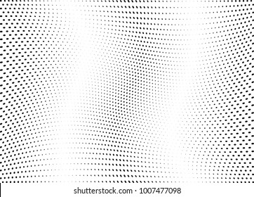 Abstract halftone wave dotted background. Futuristic twisted grunge pattern, dot, circles.  Vector modern optical pop art texture for posters, business cards, cover, labels mock-up, stickers layout