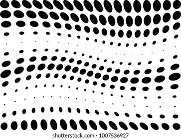 Abstract halftone wave dotted background. Futuristic twisted grunge pattern, dot, circles.  Vector modern optical pop art texture for posters, business cards, cover, labels mock-up, stickers layout