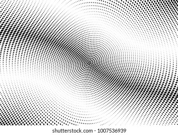 Abstract halftone wave dotted background. Futuristic twisted grunge pattern, dot, circles.  Vector modern optical pop art texture for posters, business cards, cover, labels mock-up, stickers layout