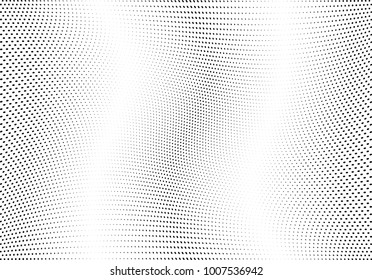 Abstract halftone wave dotted background. Futuristic twisted grunge pattern, dot, circles.  Vector modern optical pop art texture for posters, business cards, cover, labels mock-up, stickers layout