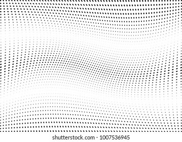 Abstract halftone wave dotted background. Futuristic twisted grunge pattern, dot, circles.  Vector modern optical pop art texture for posters, business cards, cover, labels mock-up, stickers layout