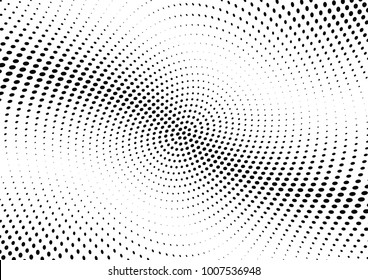 Abstract halftone wave dotted background. Futuristic twisted grunge pattern, dot, circles.  Vector modern optical pop art texture for posters, business cards, cover, labels mock-up, stickers layout