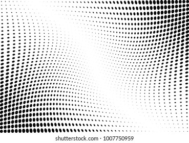 Abstract halftone wave dotted background. Futuristic twisted grunge pattern, dot, circles.  Vector modern optical pop art texture for posters, business cards, cover, labels mock-up, stickers layout