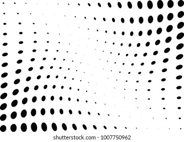 Abstract halftone wave dotted background. Futuristic twisted grunge pattern, dot, circles.  Vector modern optical pop art texture for posters, business cards, cover, labels mock-up, stickers layout
