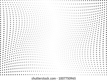 Abstract halftone wave dotted background. Futuristic twisted grunge pattern, dot, circles.  Vector modern optical pop art texture for posters, business cards, cover, labels mock-up, stickers layout