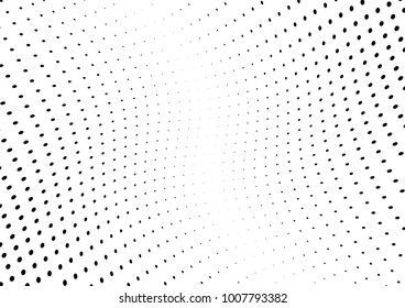 Abstract halftone wave dotted background. Futuristic twisted grunge pattern, dot, circles.  Vector modern optical pop art texture for posters, business cards, cover, labels mock-up, stickers layout
